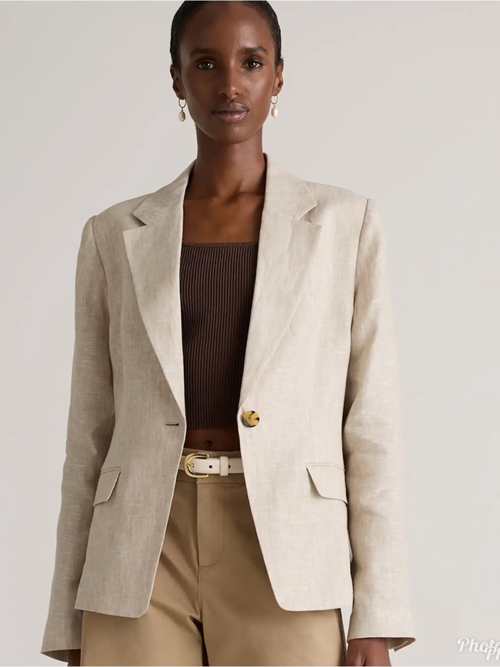 Quince 100% linen blazer beige cream taupe XS